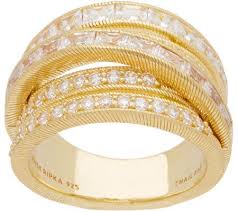 Judith Ripka 14k Gold Clad Multi Row 2 40 Cttw Diamonique Ring Qvc Com Diamonique Rings Clearance Jewelry 14k Gold