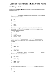 Latihan kata ganti nama diri tahun 3. Kata Ganti Nama Diri Latihan 1 Pilihan Objektif