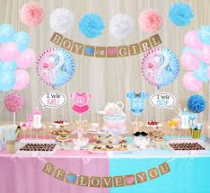 A gender reveal party is an event where you reveal the biological gender of your baby to family and friends a baby shower is a traditional event that's taken place for decades. Kreatwow Baby Shower Party Decorations Boy Or Girl Gender Reveal Party Supplies 84 Pack Buy Online In Barbados At Barbados Desertcart Com Productid 61721630