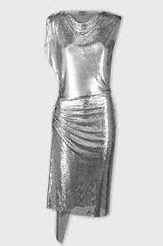 Elegant Silver Mesh Drape Dress Essentials Paco Rabanne
