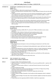 administration manager resume samples