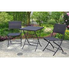 Mainstays Haynes 3 Piece Folding Bistro Set Walmart Com Patio Furniture Chairs Brown Wicker Patio Furniture Patio Furniture Table