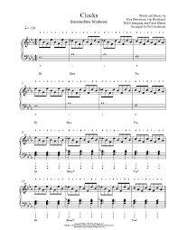 Clocks By Coldplay Piano Sheet Music Intermediate Level Coldplay Piano Piano Sheet Sheet Music