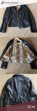 Tahari Black Leather Jacket With Peplum Leather Jacket Black Leather Jacket Leather Jacket Black