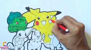 For boys and girls, kids and adults, teenagers and toddlers, preschoolers and older kids at school. Pokemons Coloring Pages Pikachu Squirtle Bulbasaur Charmander Youtube