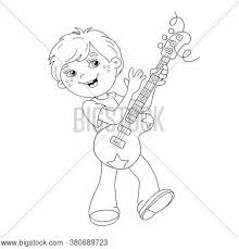 Guitar coloring page for kids. Coloring Page Outline Vector Photo Free Trial Bigstock
