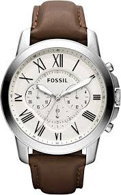 Fossil Men S Grant Stainless Steel And Leather Chronograph Quartz Watch In 2020 Fossil Leather Watch Brown Leather Strap Watch Brown Leather Watch