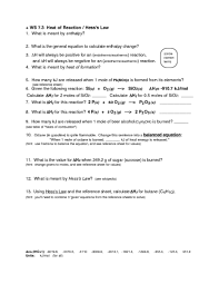 The standard heat of formation is defined as the amount of heat absorbed or evolved at 25° c (77° f ) and at one atmosphere pressure when one mole of a compound is formed from its constituent elements, each substance being in its normal physical s. Heat Of Reaction Worksheet For 11th Higher Ed Lesson Planet