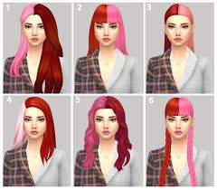 Mmfinds In 2020 Sims Hair Half Colored Hair Dyed Hair