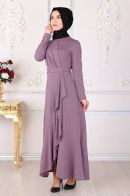 Firfirli Tesettur Elbise Lila Moda Stilleri Elbise Mankenler