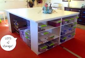 Pull up a chair on either side of the table to craft with a friend. Craft Tables With Storage Attempting To Organize Your Creativity