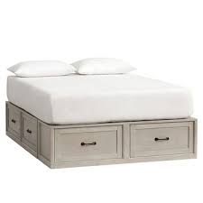 Stratton storage platform bed & montgomery headboard with drawers, mahogany, full/queen. Stratton Storage Platform Bed With Drawers Full Queen Brushed Fog Pottery Barn