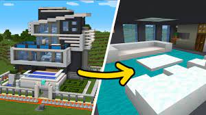 Modern house #53 (map + schematic). Minecraft How To Build The Safest Modern House Interior Tutorial Youtube