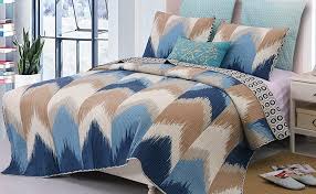 The intelligent design nadia reversible coverlet set turns any bedroom into fun and inviting getaway. Amazon Com Yayiday Bedspread Quilt Set King Size Superior Grade Peach Skin Fabric Breathable Coverlet Blanket With Pillow Shams Modern Abstract Geometry Chevron Navy Blue White Brown Pattern Home Kitchen