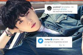 Min yoongi, wie suga mit bürgerlichem namen heißt, meldete sich auf dem fanportal weverse ebenfalls zu wort. Twitter Revealed They Re A Min Yoongi Stan In A Smooth Like Butter Reply