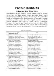 Pantun memiliki banyak jenis diantarannya pantun nasehat, pantun agama, pantun jenaka, dan pantun percintaan. Doc Pantun Berbalas Choo Ming Ding Academia Edu