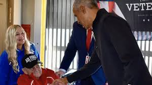 Former President Barack Obama surprised war veterans on an Honor Flight to D.C., greeting them ahead of Veterans Day.