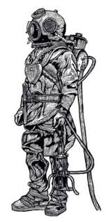 A diving suit may also incorporate a breathing gas supply (i.e. French Deep Sea Diver Art Diver Art Diver Tattoo