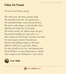 Fabien Dei Franchi Poem By Oscar Wilde