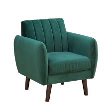 The chair features a square back with channel tufted design, sinuous springs and a thick foam cushion for extraordinary comfort. Pine Green Mid Century Modern Velvet Accent Chair On Sale Overstock 30376084