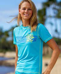 Aquatic Women S Short Sleeve Swim Shirt Women S Swimwear Crazy Shirts Official Site Swim Shirts Womens Shorts Womens Shirts