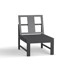 They were made for outside — and you wouldn't think of bringing them inside. Indio Metal Armless Lounge Chair Slate Pottery Barn