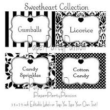 Black And White Label Template Free Black And White Dessert Buffet Candy Buffet Labels Food Label Template Candy Labels