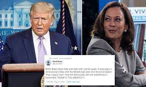 Donald trump's bing bong speech meme. Donald Trump Retweets Insults Calling Kamala Harris Camel Laugh Daily Mail Online