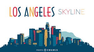 Los angeles usa city skyline in paper cut style with snowflakes, moon and neon garland. Los Angeles Skyline Silhouette Design Vektor Download
