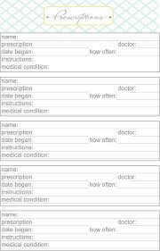 Free printable medical binder and worksheets! Medical And Prescription Info Home Binder Printables Blooming Homestead Medical Binder Printables Medical Binder Medical Printables