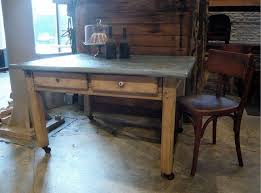 Antique French Old Zinc Topped Work Table In Beech Wood With Drawers French Antiques Work Table Beech Wood