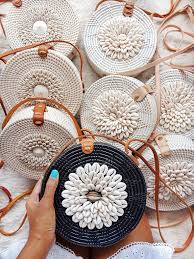 Shell Rattan Bag From Bali Crochet Handbags Rattan Bag Crochet Purses