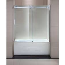 Schon Judy 60 In X 59 In Semi Framed Sliding Trackless Tub And Shower Door In Chrome With Clear Glass Sc70013 Tub Shower Doors Bathtub Shower Doors Sliding Shower Door