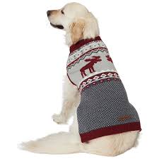 eddie bauer moose fair isle dog sweater brick red gray