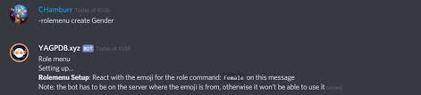 The role menu makes it possible to have people assign roles by adding reactions to a message. Role Commands Self Assignable Roles Yagpdb