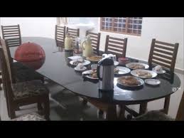 We recommend any table that can extend over seven feet (83 inches) or five feet square tables and round table with 6 feet diameter are ideal for eight chairs. Dining Table Teak Wood 12 Seat Youtube