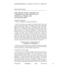Children of incarcerated parents, lexington books, new york, 1995. Pdf The Wrong Road Efforts To Understand The Effects Of Parental Crime And Incarceration Denise Johnston Academia Edu