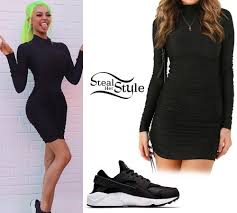 Kristen Hancher Black Mini Dress And Sneakers Steal Her Style Mini Black Dress Dress With Sneakers Dresses