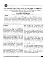 This trade was a predecessor of modern banking. Pdf The Effects Of Exchange Rate On Money Demand Evidence From Pakistan