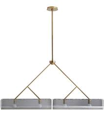 Chandelier steel arms that curve upwards to create a double tier effect. Arteriors Da49021 Bend 4 Light 48 Inch Antique Brass Linear Chandelier Ceiling Light