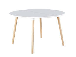Blanca y luminosa, es la reina de las mesas extensibles redondas. Mesa De Comedor Redonda Extensible Con Tapa Color Blanca Y Patas De Madera Color Haya