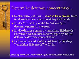 Plug those numbers into a percentage calculator (see resources) or do the math. Parenteral Nutrition Formula Calculations And Monitoring Protocols