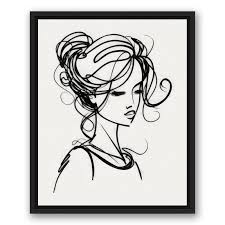 Girl Line Drawing Portrait Framed Drawing Print On Canvas Portrait Drawing Drawing Prints Line Drawing