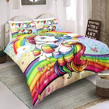 Rainbow bedding for girls that are available on the site are woven fabrics and made from the finest quality cotton, polyester fiber, etc for maximum comfort and style. Colorful Rainbow Butterfly Kids Bedding Set For Baby Girl Baby Horse Star Comforter Cover Sets For Girls Unilovers