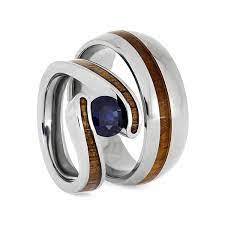 Hawaiian Wood Ring Set Titanium Wedding Rings With Koa Wood 2668 Titanium Wedding Rings Wood Wedding Rings Set Custom Wedding Rings