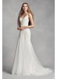 Vera wang the waverly wedding dress lace silhouette embellished beads size us 8. White By Vera Wang Plunging Sheath Wedding Dress David S Bridal