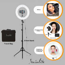 Amazon Com Socialite Ring Light 14 Dimmable Led Lighting Kit W Travel Bag For Youtube Webinar Social Media Photos Remote Controlled Studio Lights W 6ft Stand Works W Dslr Camera All