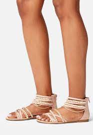 Fillie Embellished Flat Sandal in Blush - Get great deals at JustFab