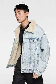 Image 2 Of Denim Jacket With Fleece Trim From Zara Denim Jacket Blue Denim Jacket Mens Jackets