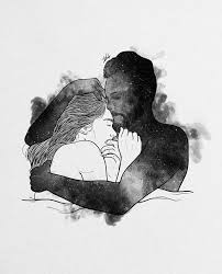 The Hug Art Galaxy Love Black White Stars Space Universe Artwork Night Warm Beautiful Artistic Sk Illustration Art Drawing Romantic Art Love Art